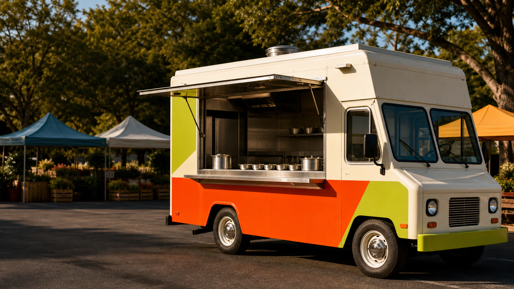 Fictional Route Nine taco truck parked for service